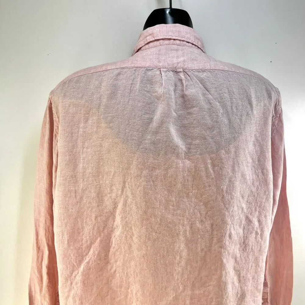 J. Crew Baird McNutt Irish Linen Button Down Shirt Long Sleeves Pink K7897